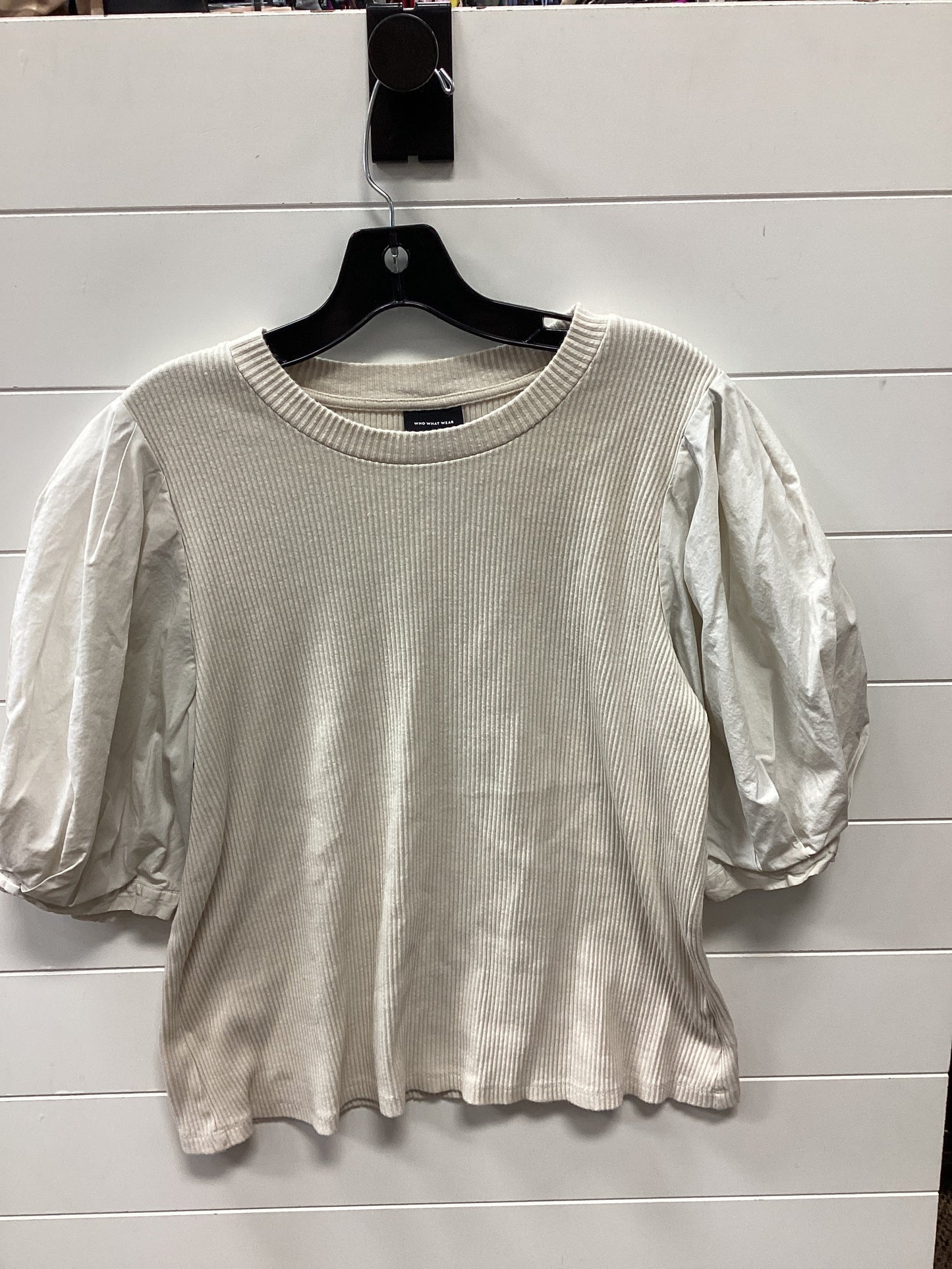 Top Ss By Who What Wear In Cream, Size:1X