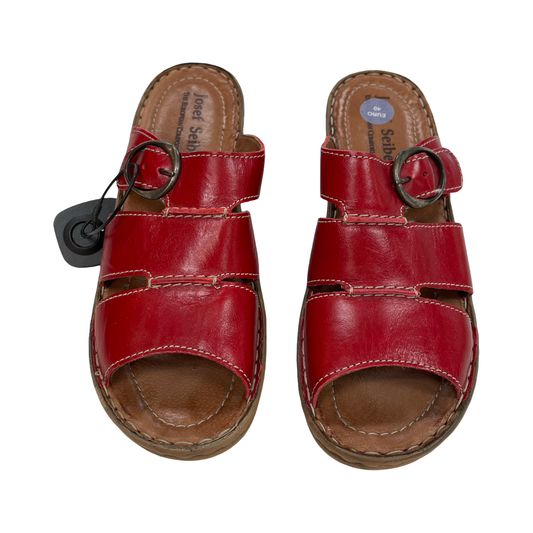 Sandals Heels Block By Josef Seibel In Red, Size:9.5