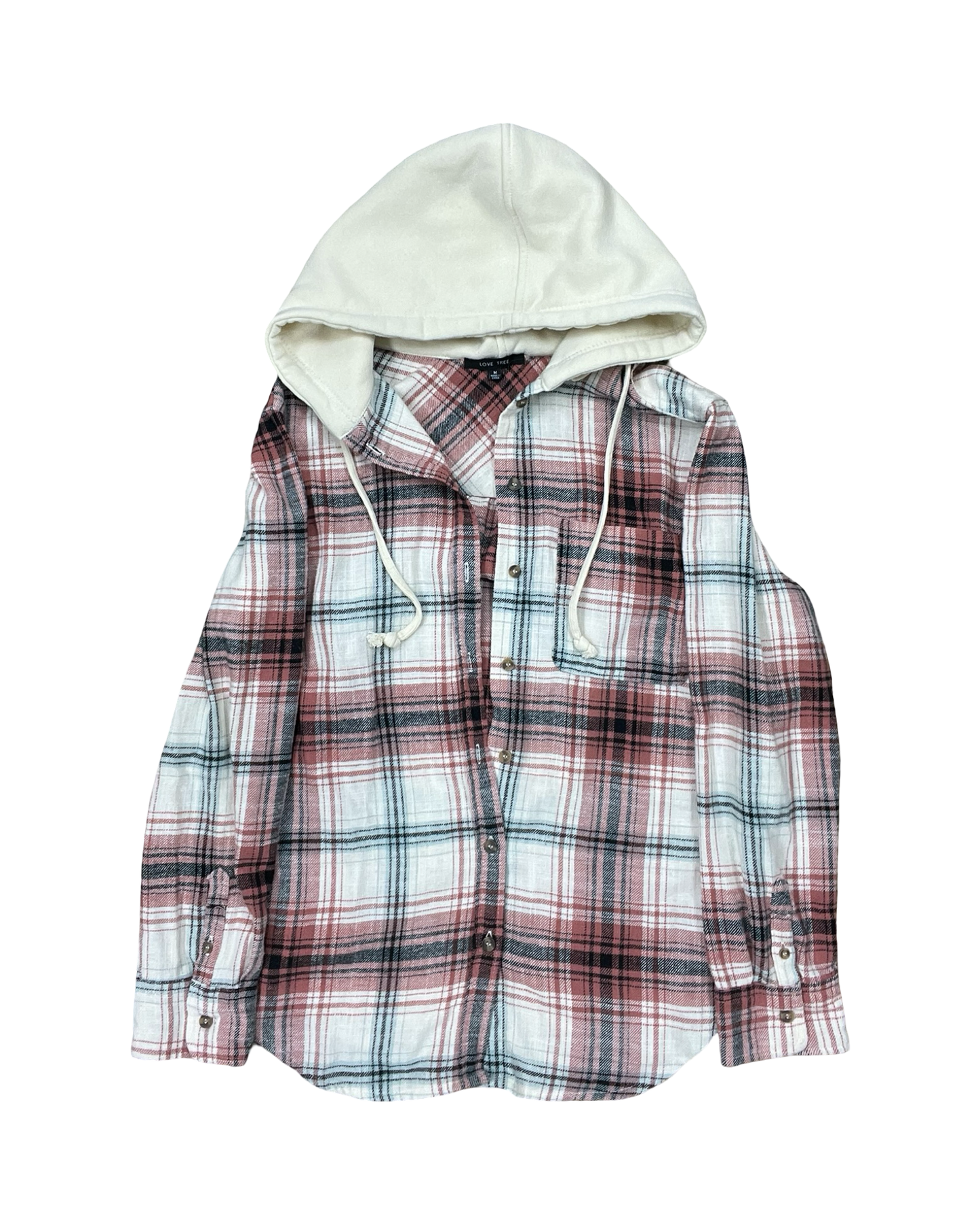 Jacket Shirt By Love Tree In Cream & Pink, Size:M