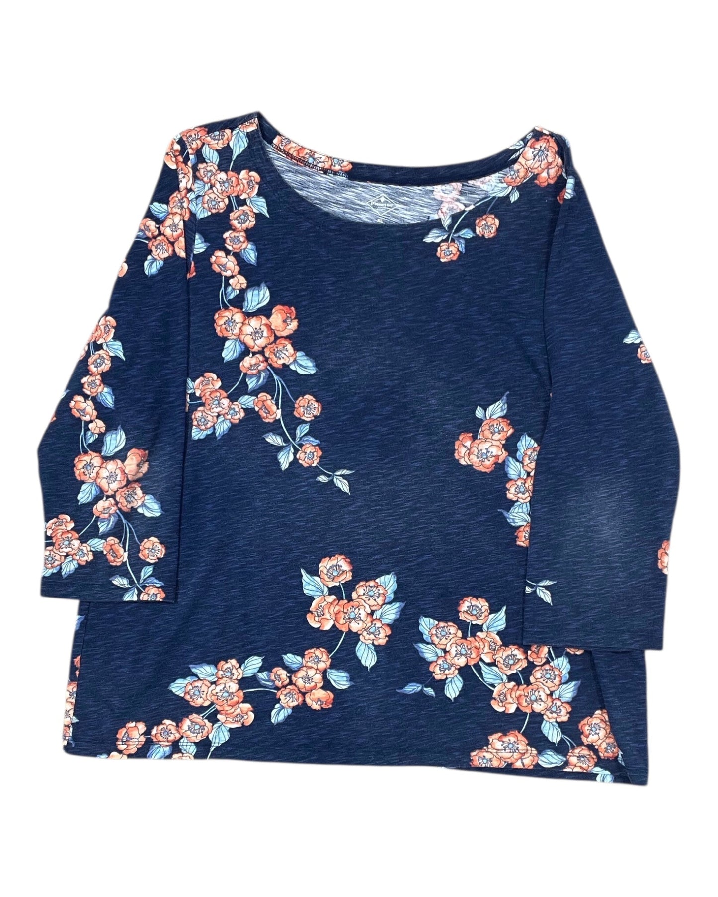 Top 3/4 Sleeve By St Johns Bay In Blue, Size:Xl