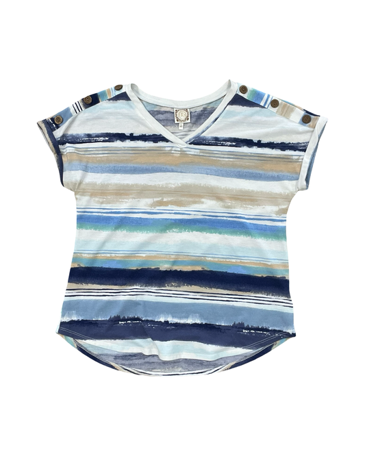 Top Ss By Tru Self In Blue & White, Size:L