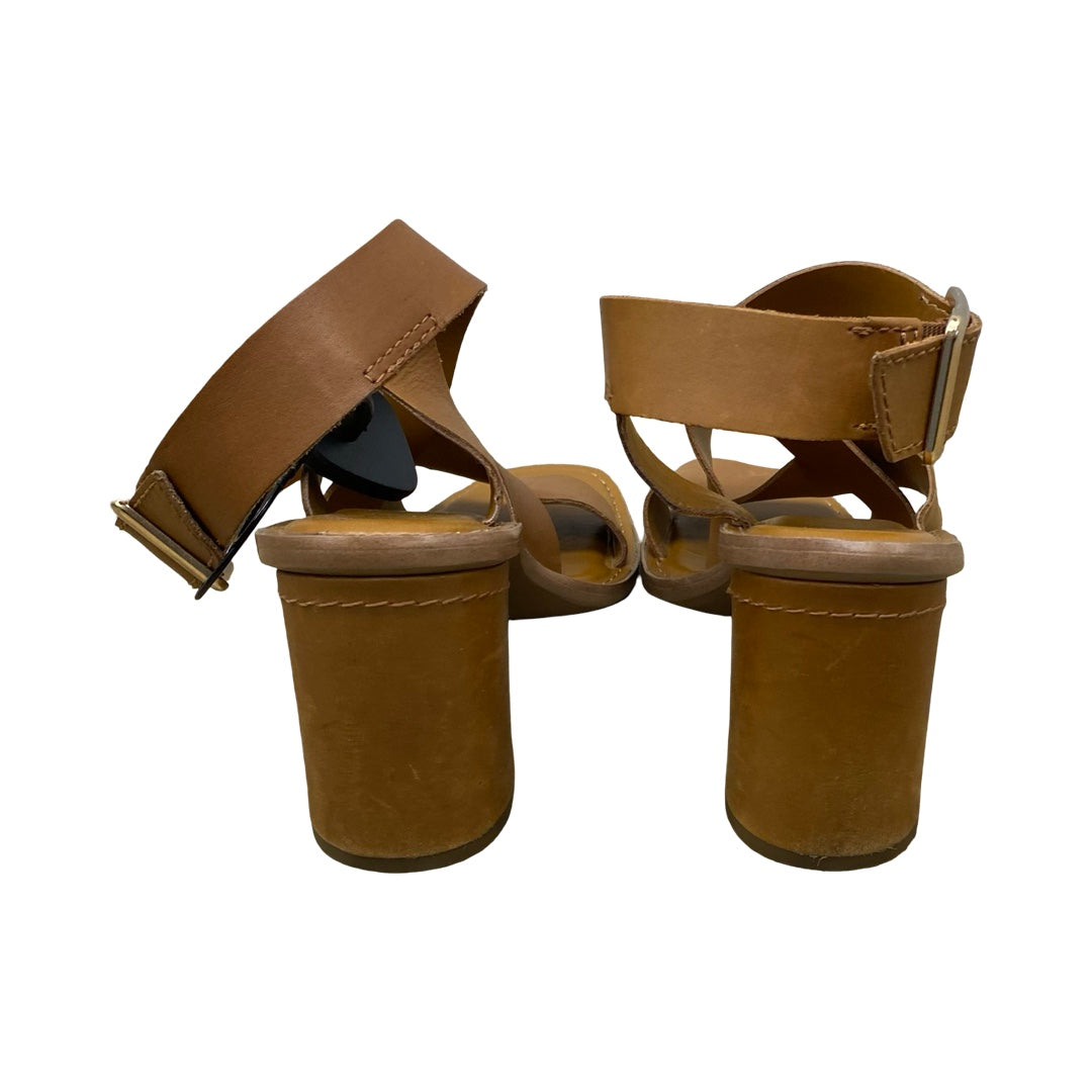 Sandals Heels Block By Franco Sarto In Brown, Size:7.5