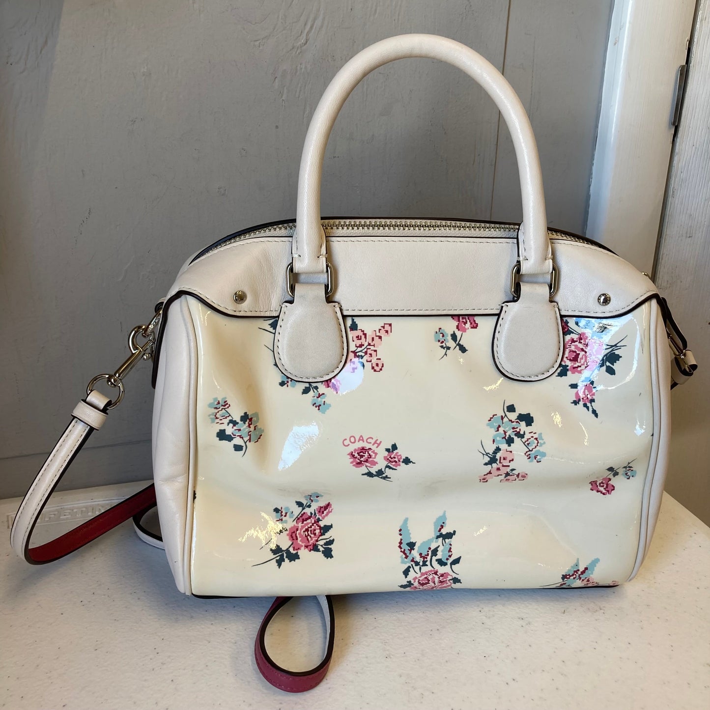 Handbag Designer By Coach In Floral Print, Size:Small
