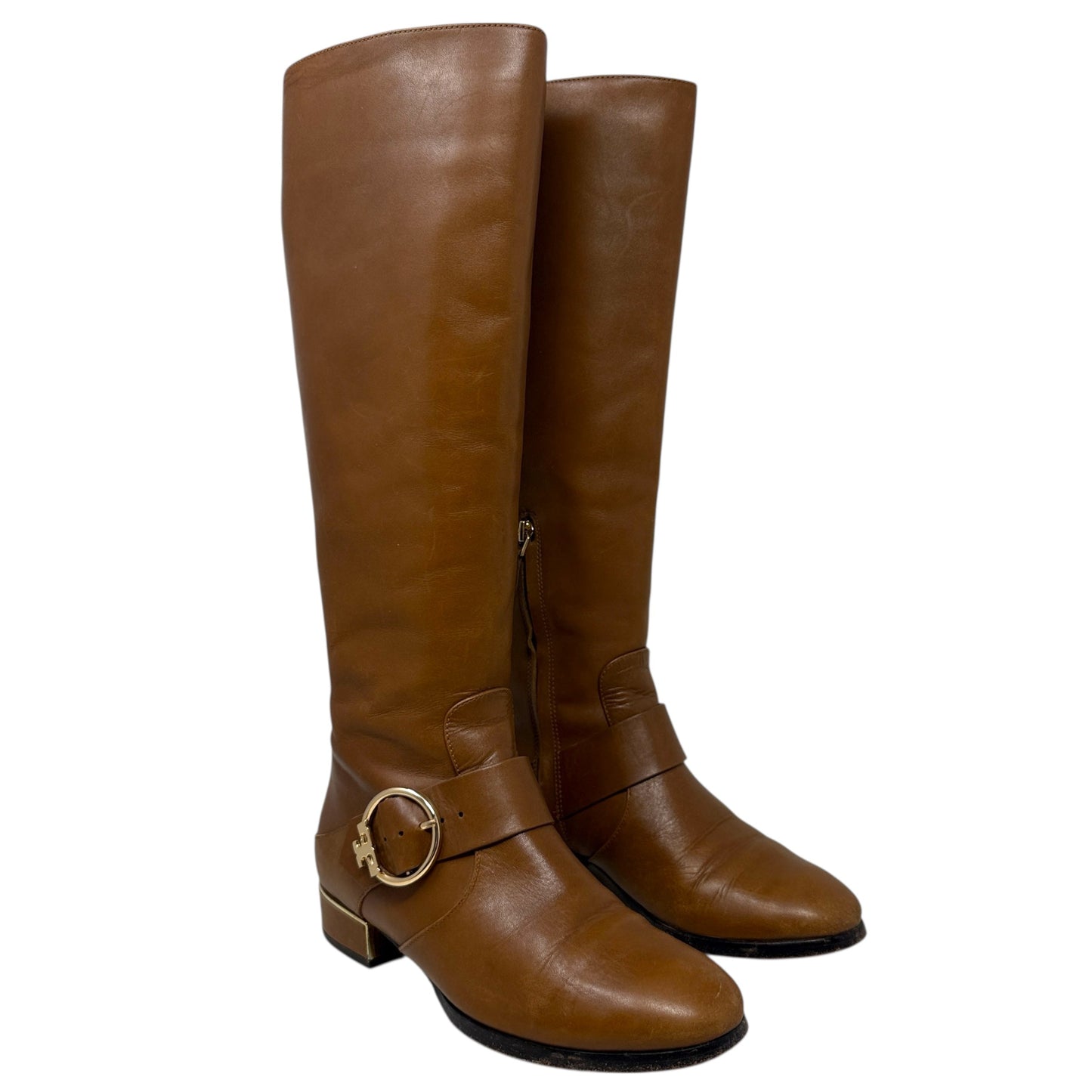 Sofia Leather Riding Boots Designer By Tory Burch In Tan, Size: 7.5