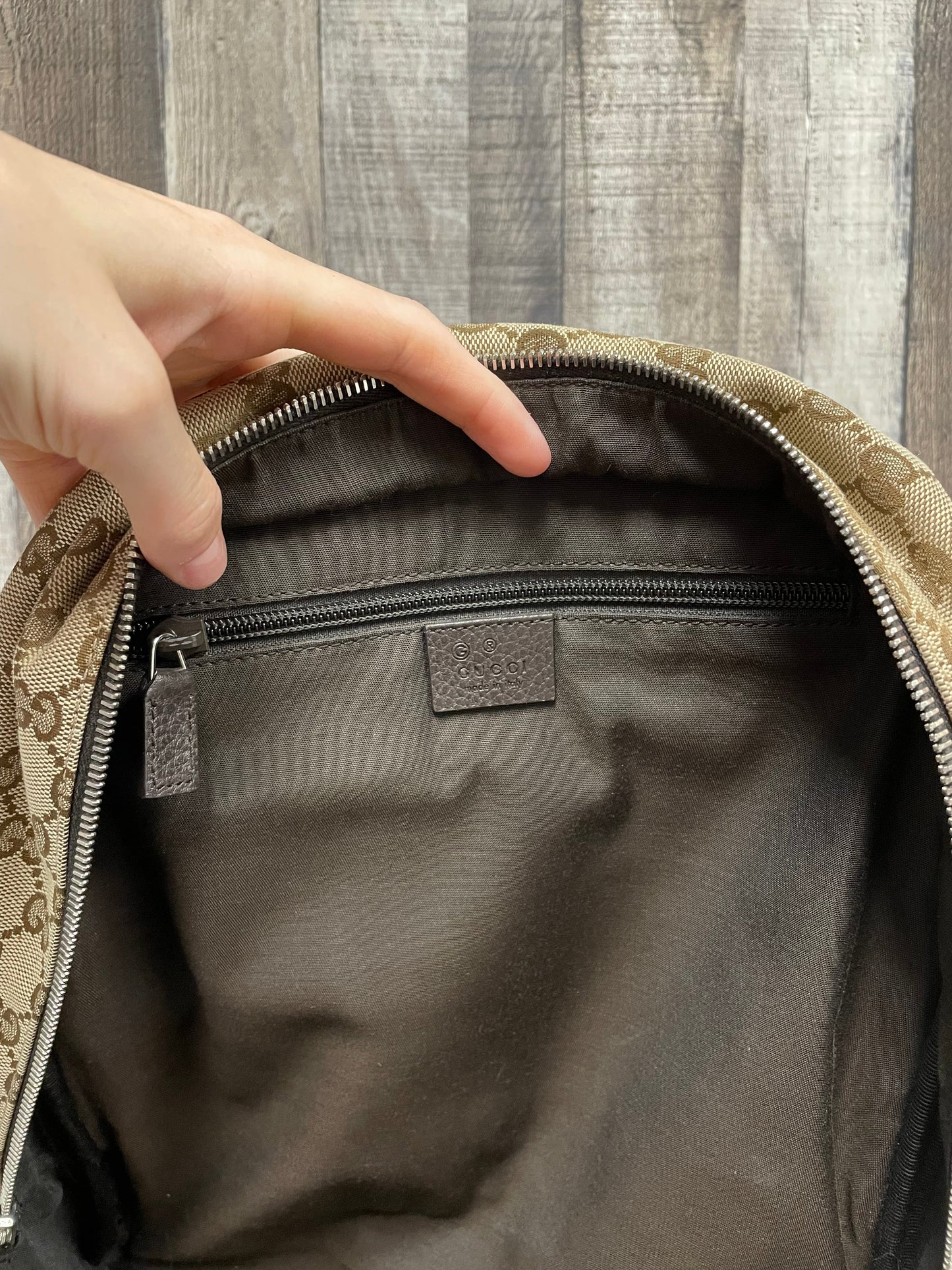 Backpack Luxury Designer By Gucci, Size: Medium