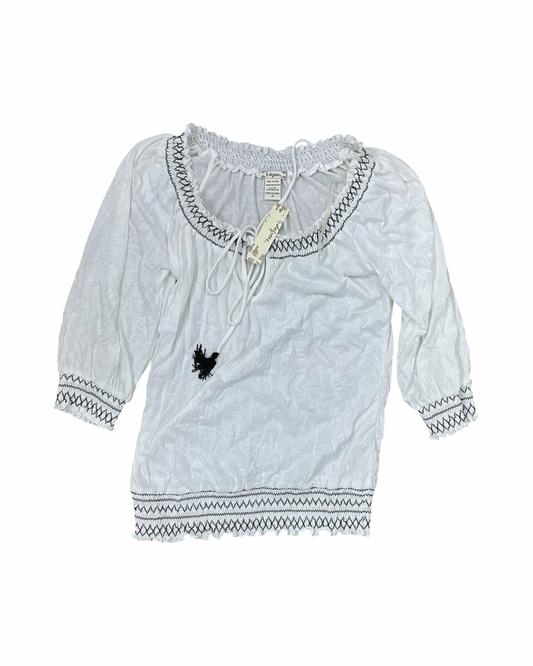 Top 3/4 Sleeve By Clothes Mentor In White, Size:M