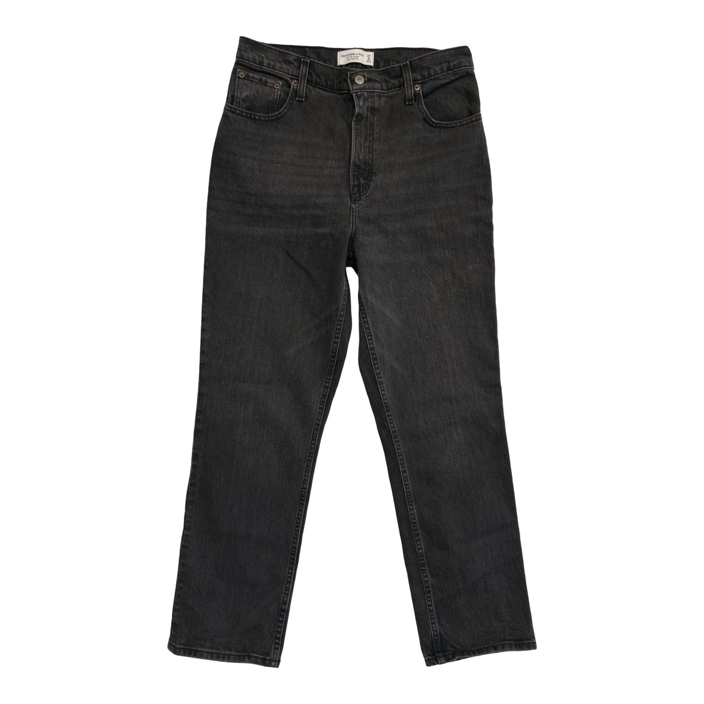 Jeans Straight By Abercrombie And Fitch In Black Denim, Size:8