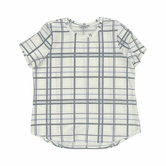 Blouse Ss By Croft And Barrow In Blue & White, Size:Xl