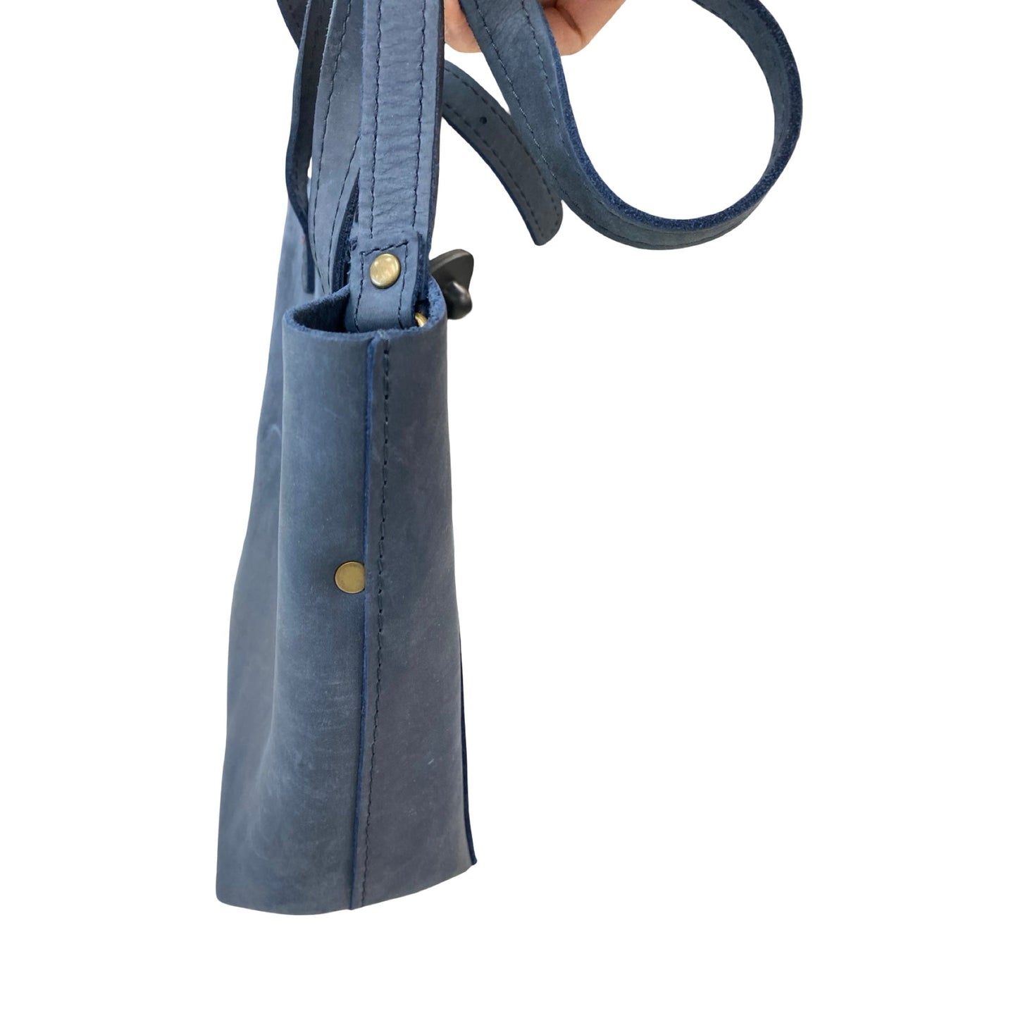 Handbag Leather By Portland Leather In Navy, Size:Medium