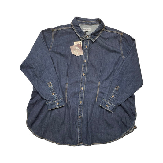 Top Ls By Ava & Viv In Blue Denim, Size:2X