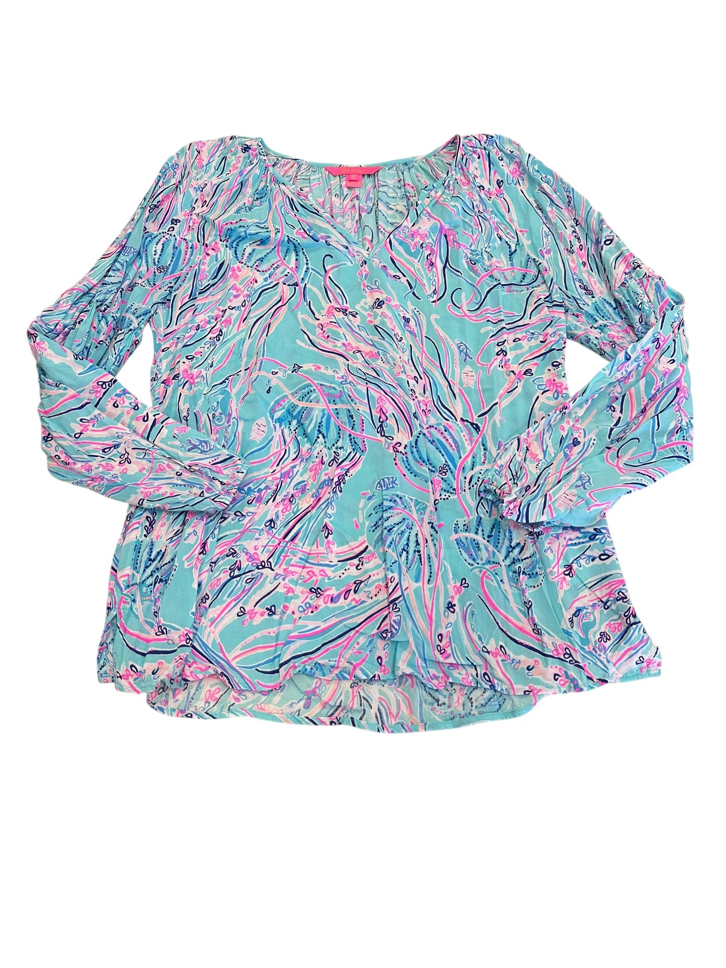 Blouse Designer By Lilly Pulitzer In Blue & Pink, Size:M