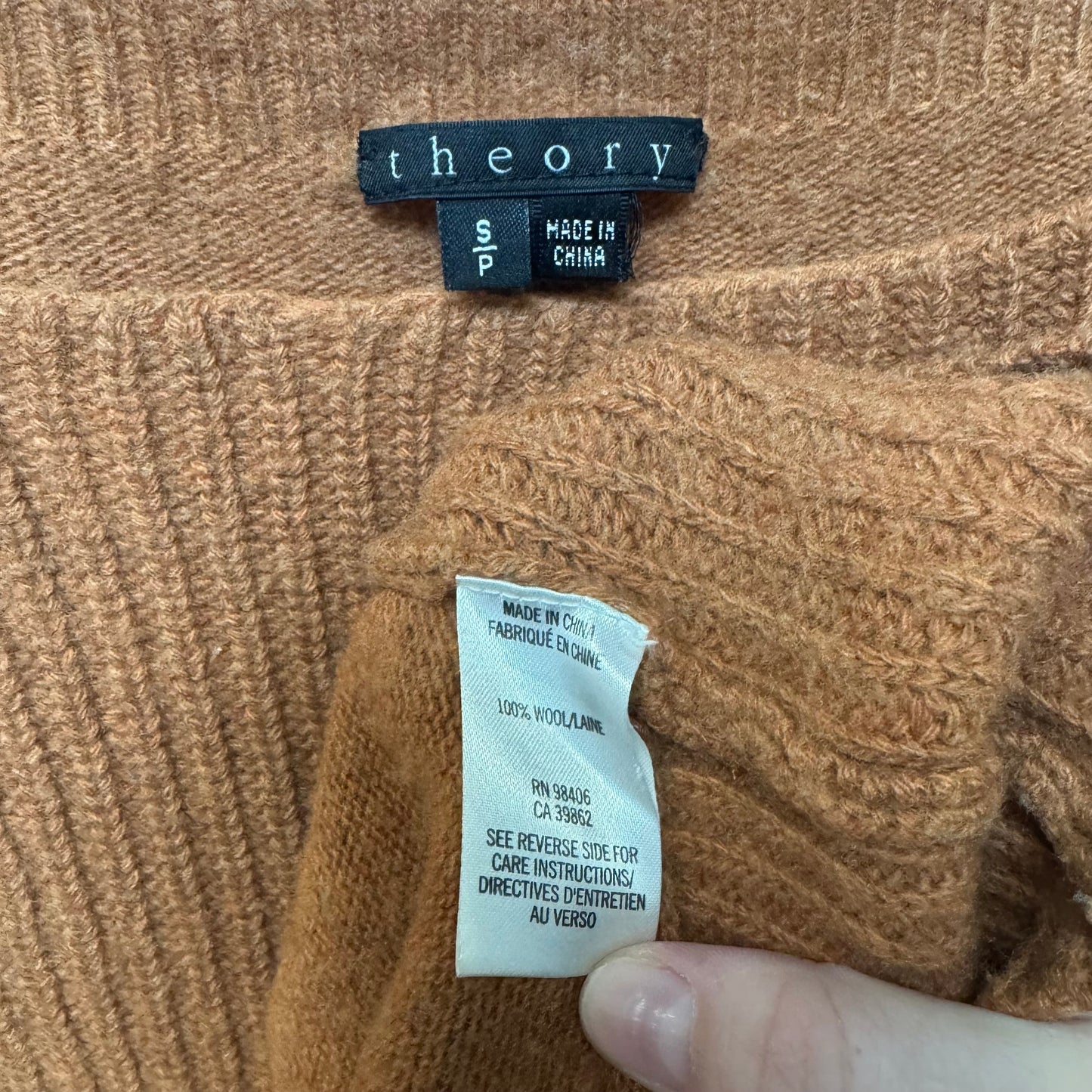 Wool Sweater By Theory In Orange, Size: S