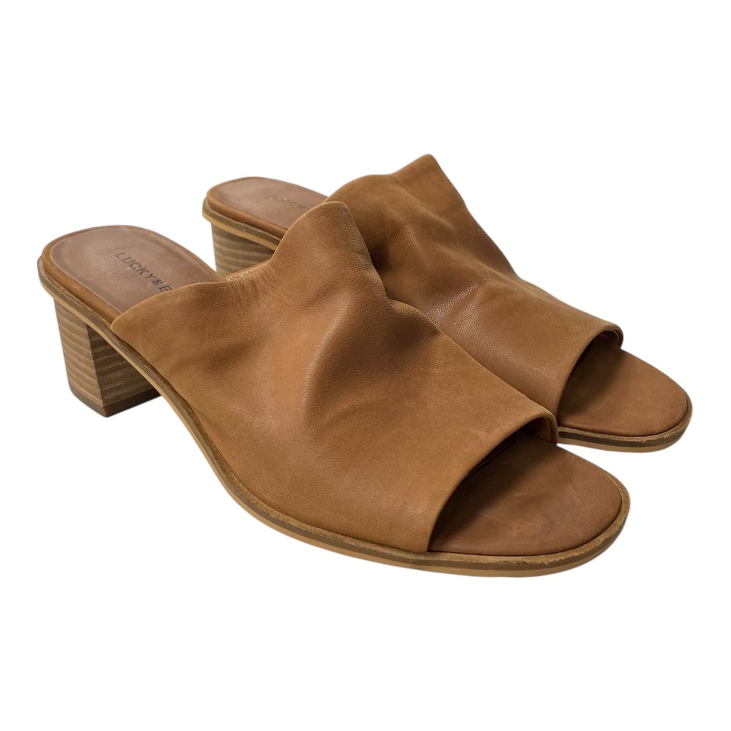 SANDALS HEELS BLOCK by LUCKY BRAND In BROWN, Size: 7.5