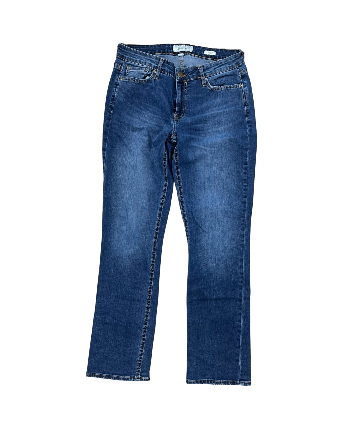 Jeans Straight By Calvin Klein In Blue Denim, Size:8