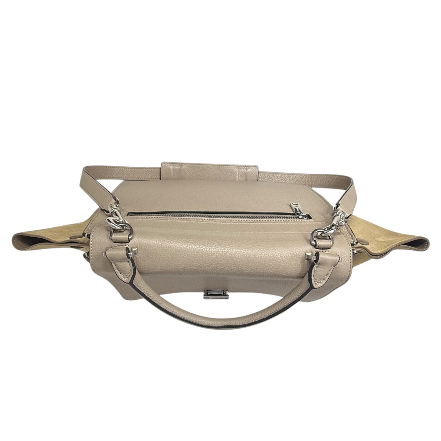 Drummed Calfskin Suede Medium Trapeze Souris Tote Luxury Designer By Celine, Size: Medium