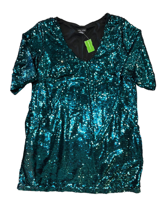 Dress Party Midi By City Chic In Teal, Size:Xxl