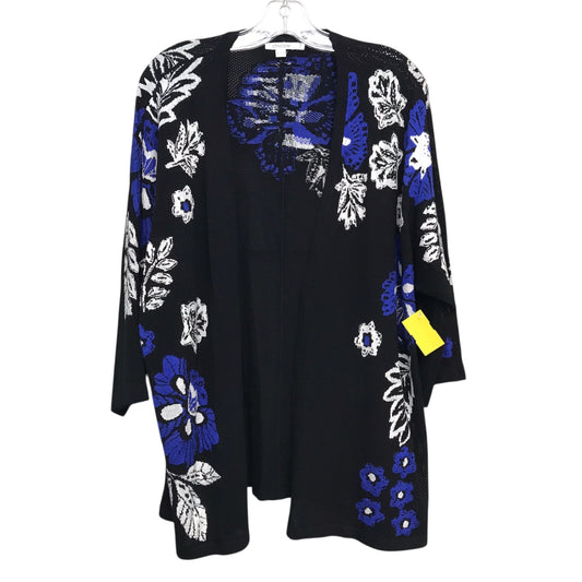 Sweater Cardigan By Chicos In Black & White, Size:Xl