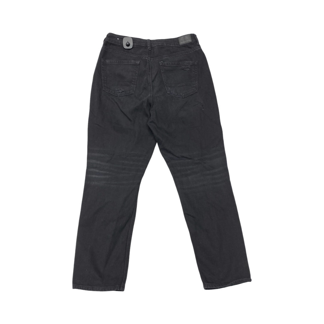 Jeans Straight By American Eagle In Black Denim, Size:8
