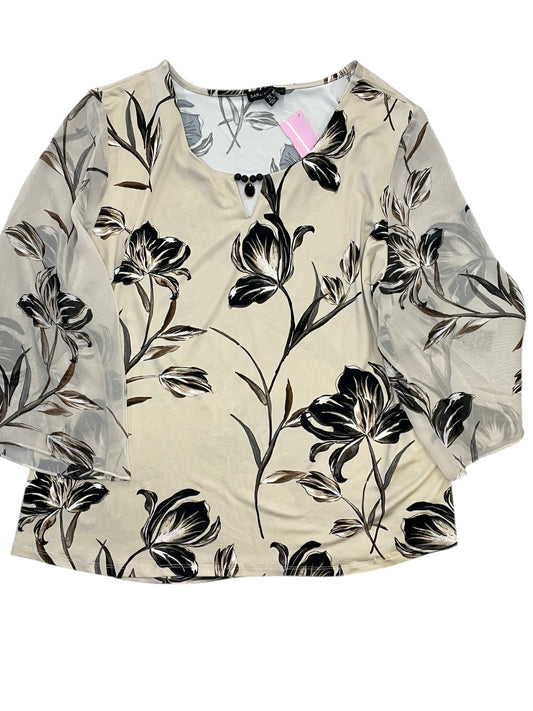 Blouse Ss By Sara Michelle In Tan, Size:2X