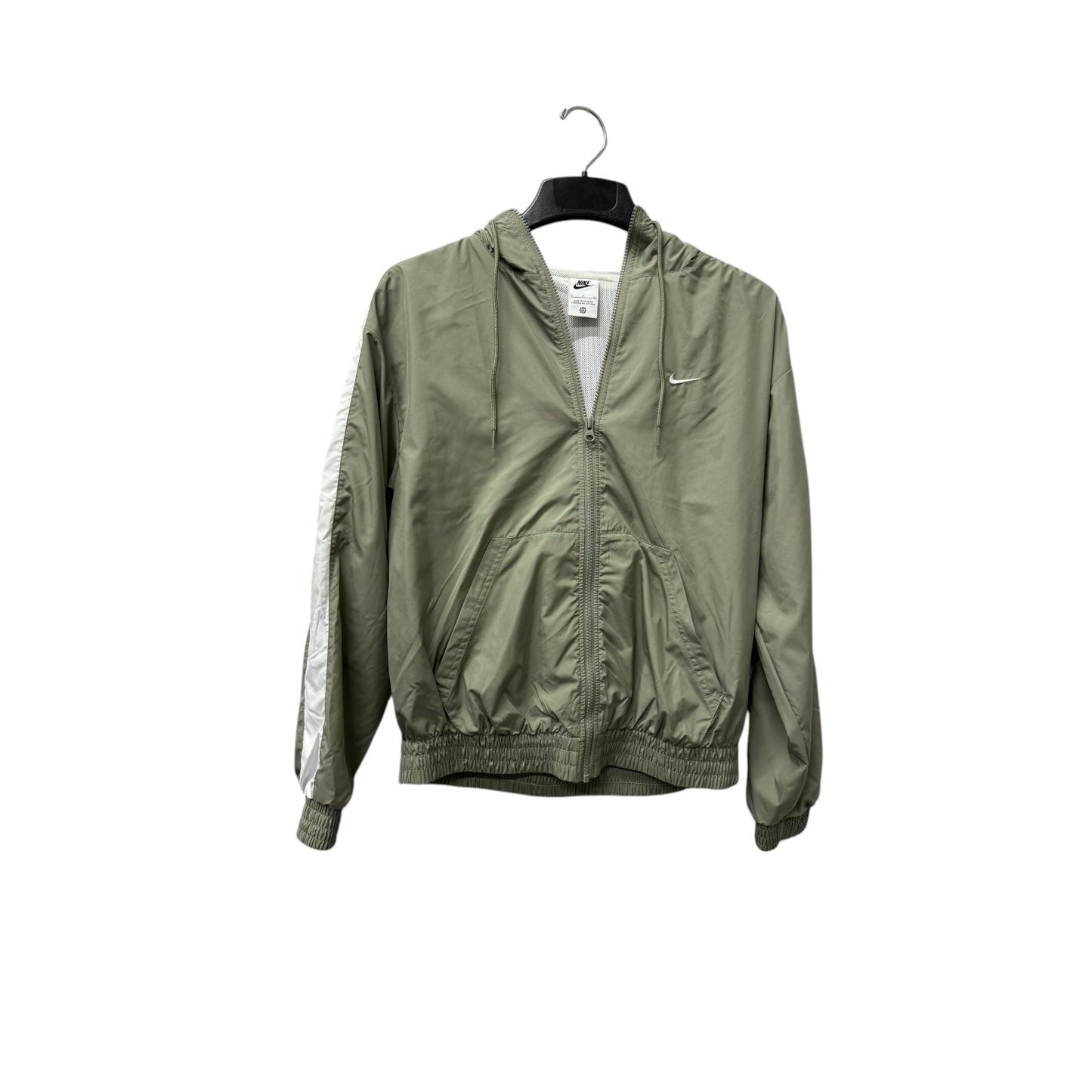 Athletic Jacket By Nike In Green & White, Size:S