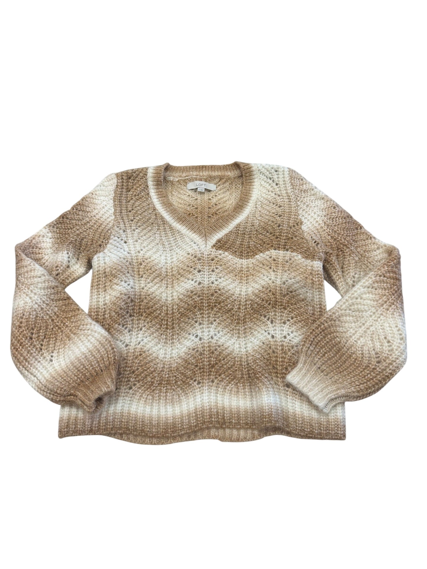 Sweater By Loft In Cream & Tan, Size:M