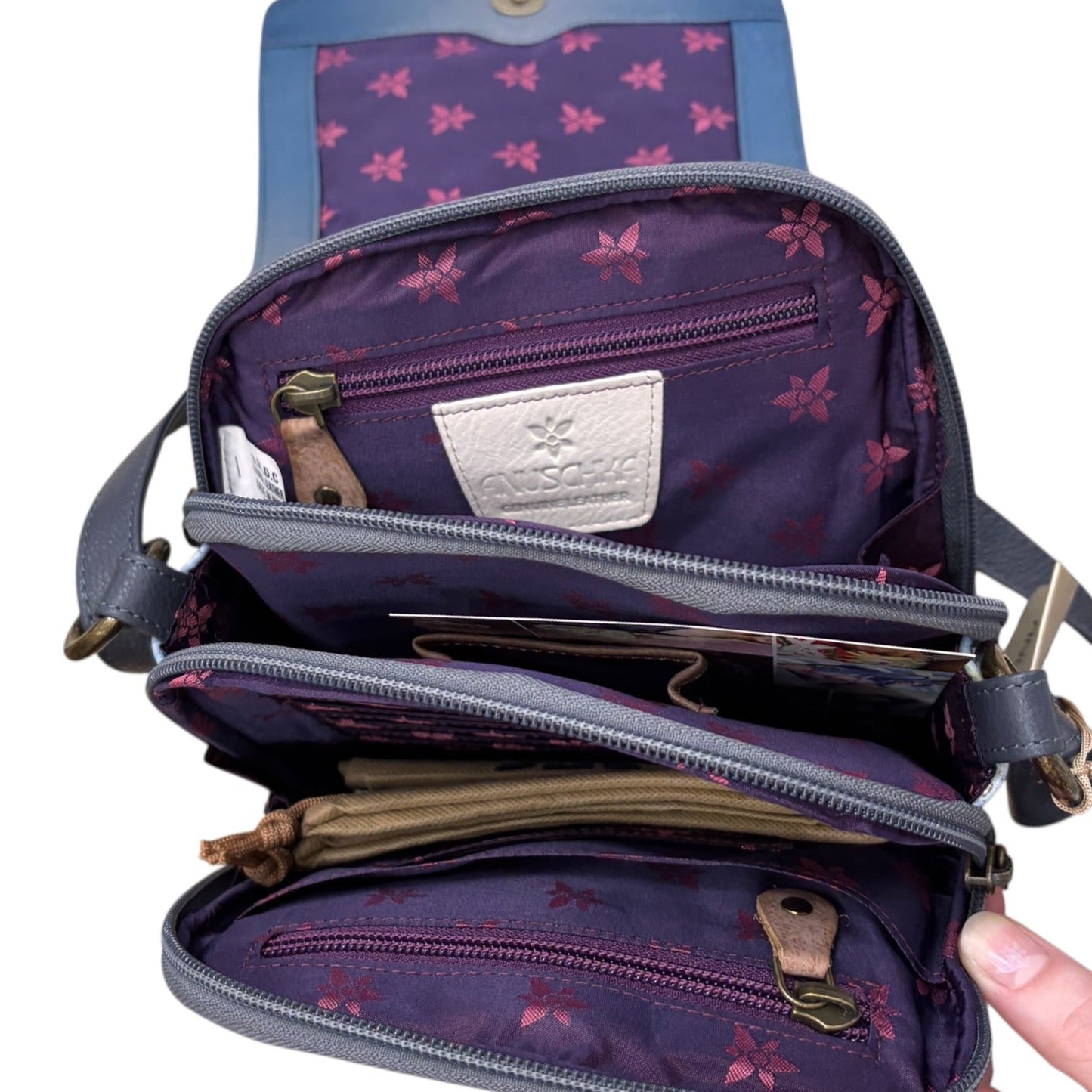 Crossbody Leather By Anuschka In Multi, Size:Small