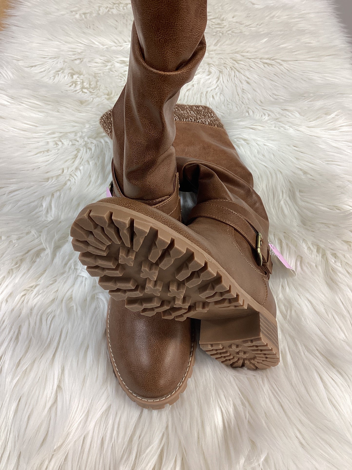 Boots Mid-Calf Flats By Clothes Mentor In Brown, Size:8