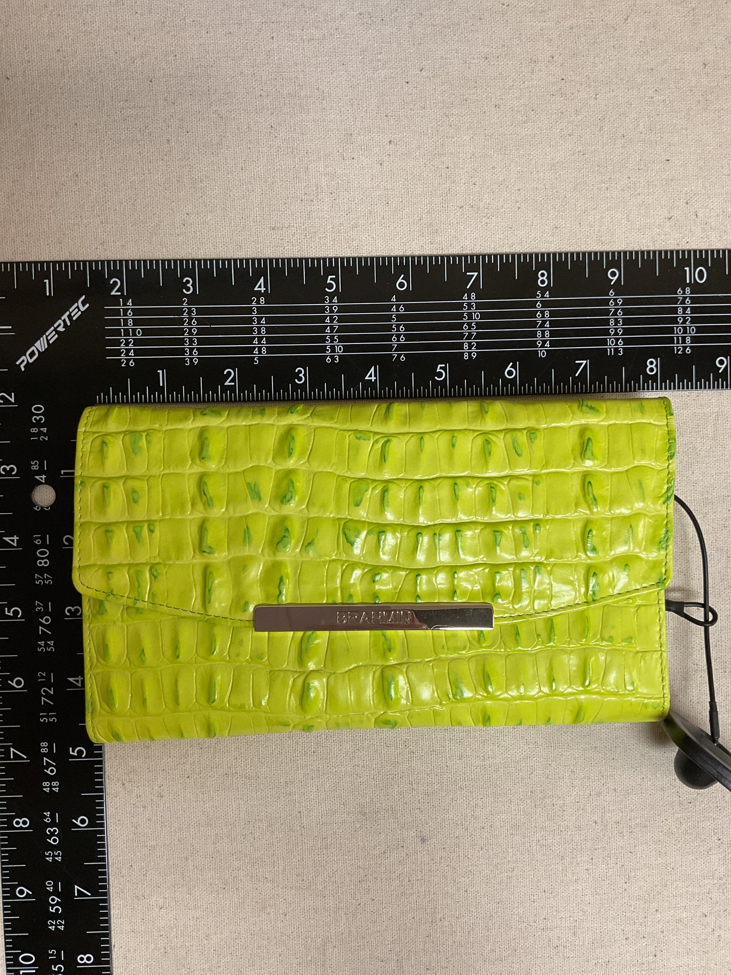 Wallet Designer By Brahmin In Chartreuse, Size:Large