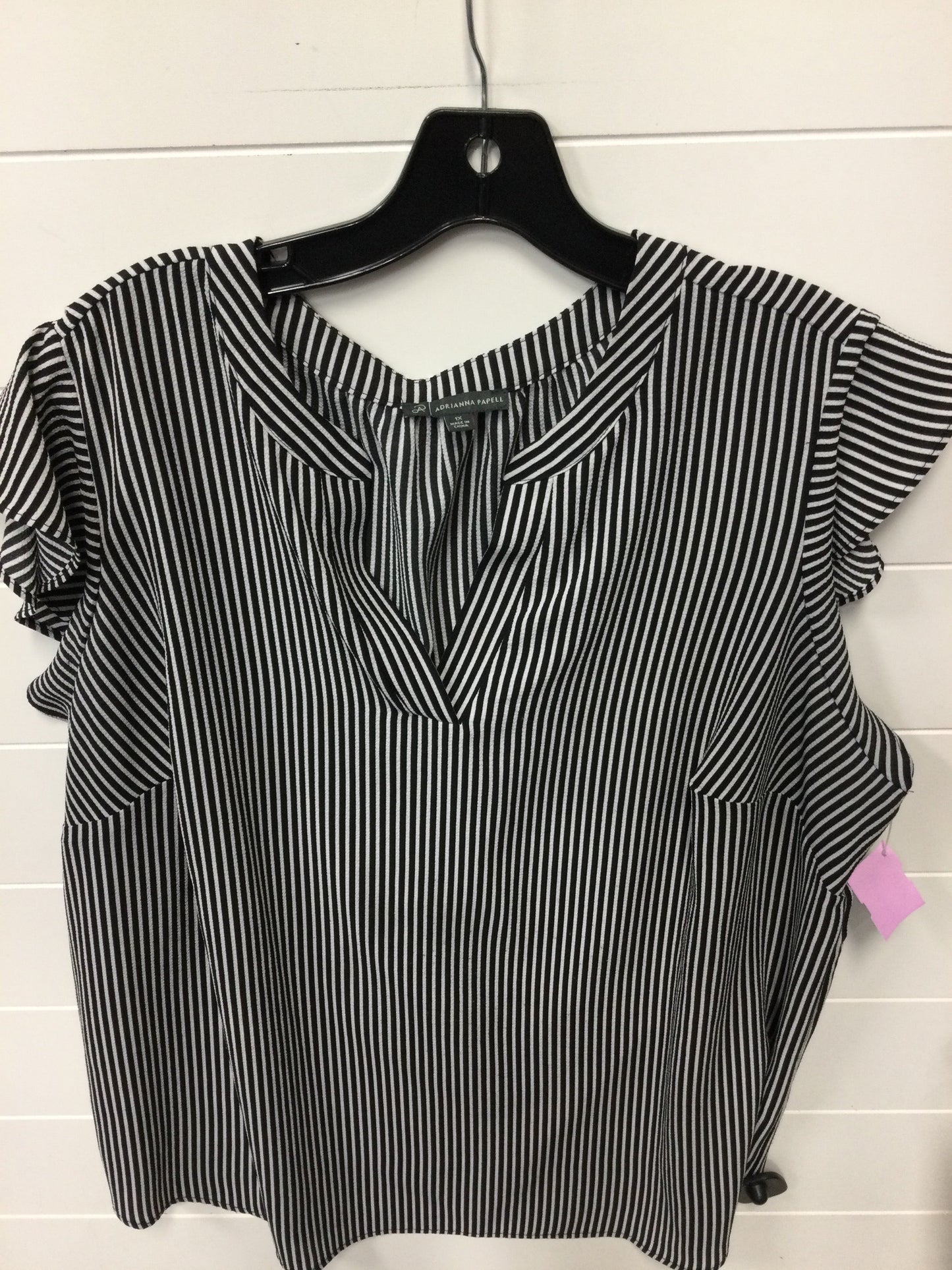 Top Ss By Adrianna Papell In Black & White, Size:1X