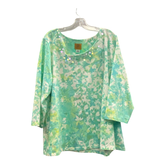 Top 3/4 Sleeve By Ruby Rd In Green, Size:2X