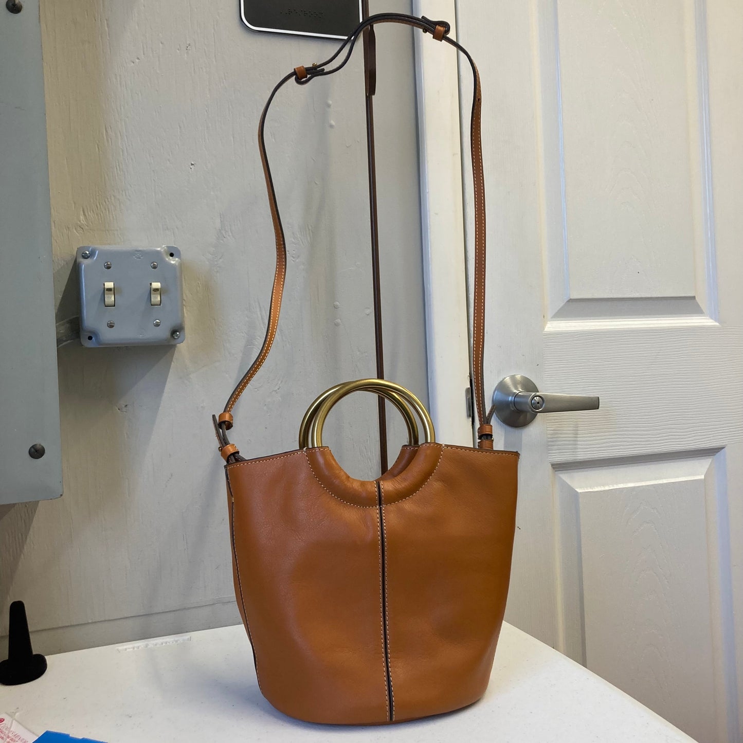 Crossbody Leather By J. Crew In Brown, Size:Medium