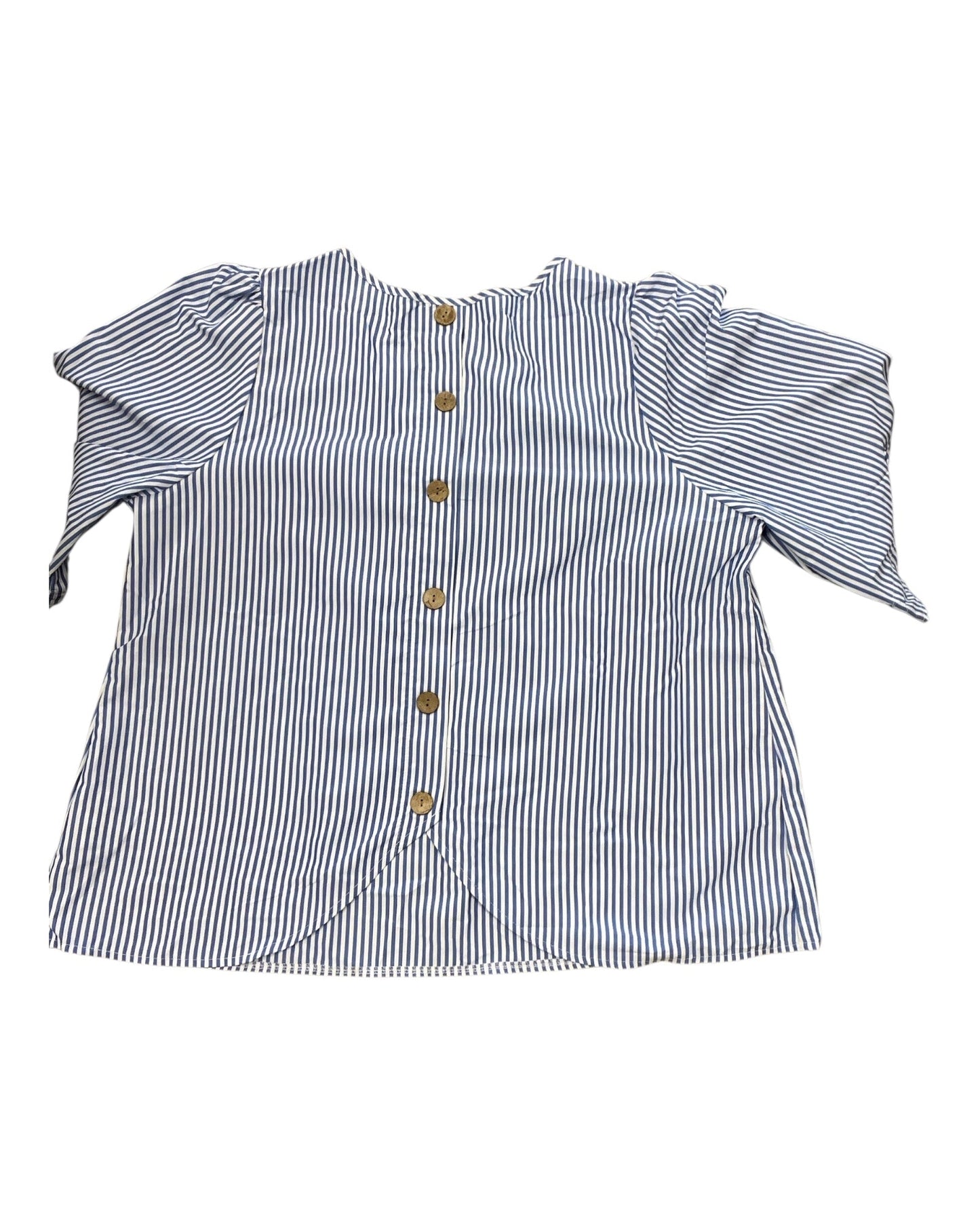 Top 3/4 Sleeve By Shein In Blue & White, Size:2X