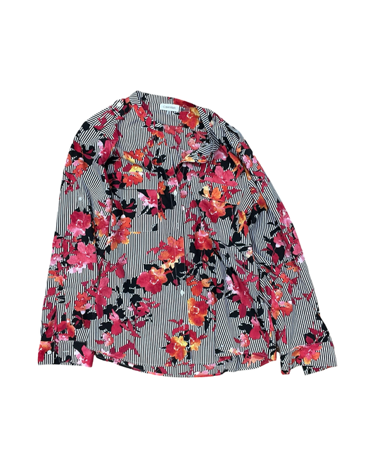 Top Ls By Calvin Klein In Floral Print, Size:Xl