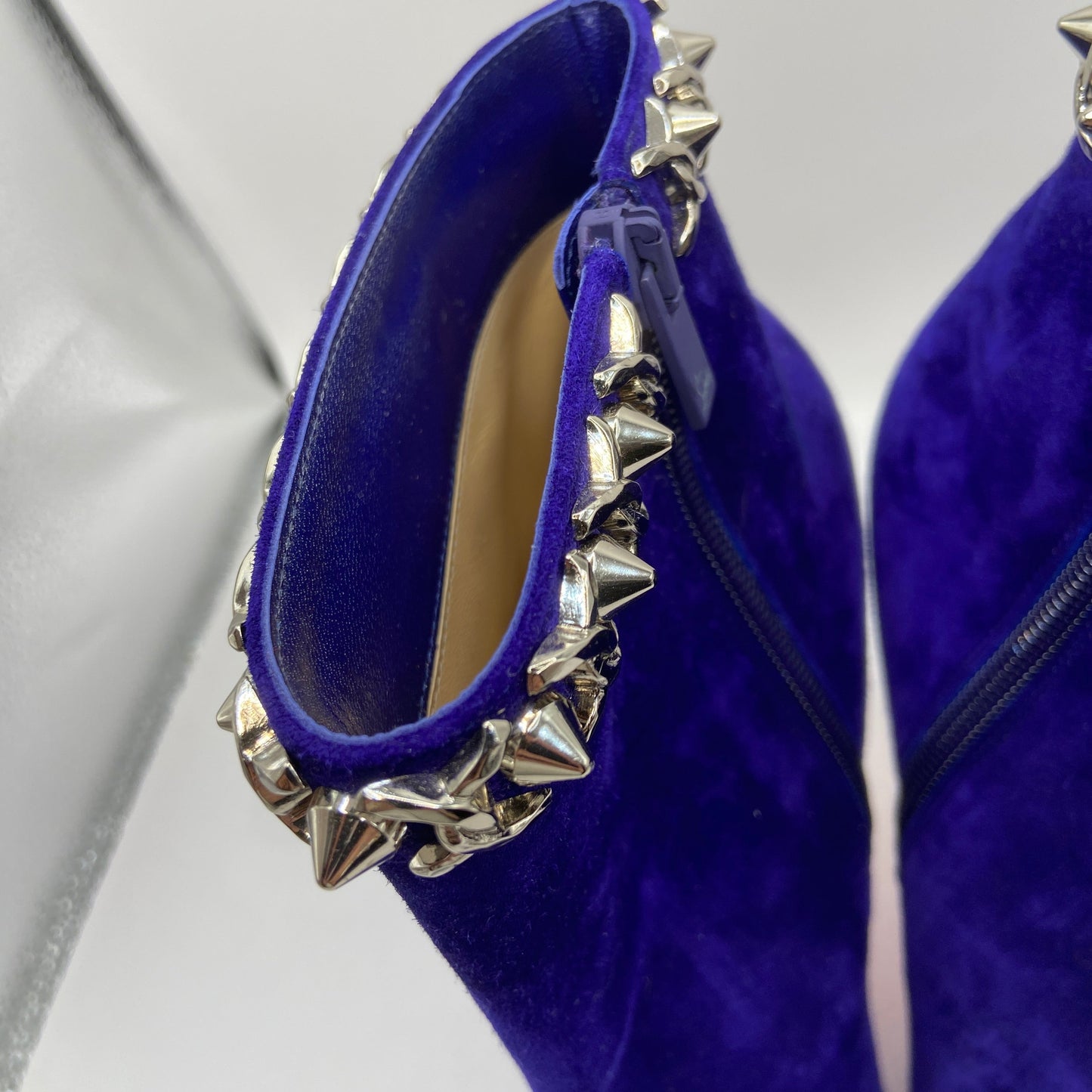 Boots Luxury Designer By Christian Louboutin In Blue, Size: 10