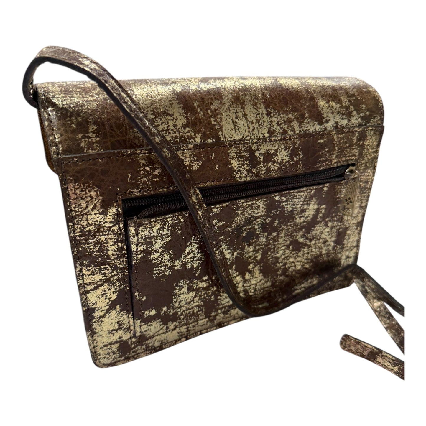 Crossbody Designer By Patricia Nash In Brown & Gold, Size:Small