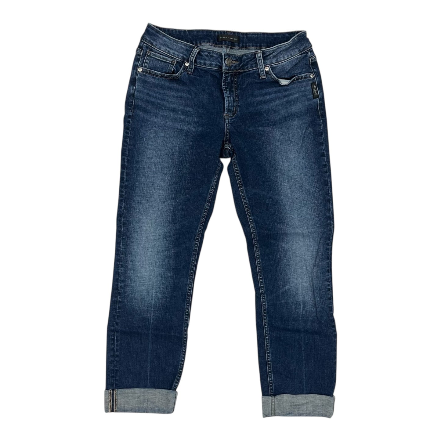 Jeans Boot Cut By Silver In Blue Denim, Size:8