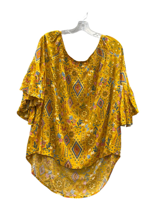 Top 3/4 Sleeve By Cato In Yellow, Size:Xl