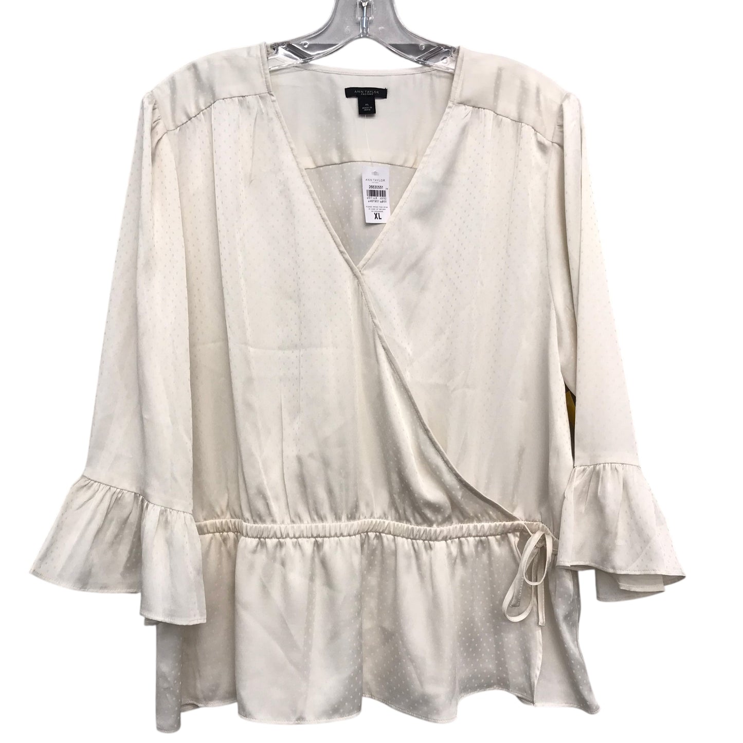 Blouse Ls By Ann Taylor In Ivory, Size:Xl