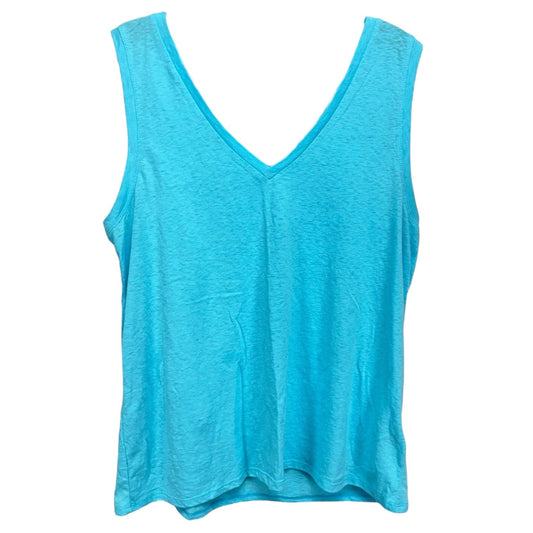 Vintage Slub Cotton V-neck Tank Top By J. Crew In Barcelona Blue, Size: L