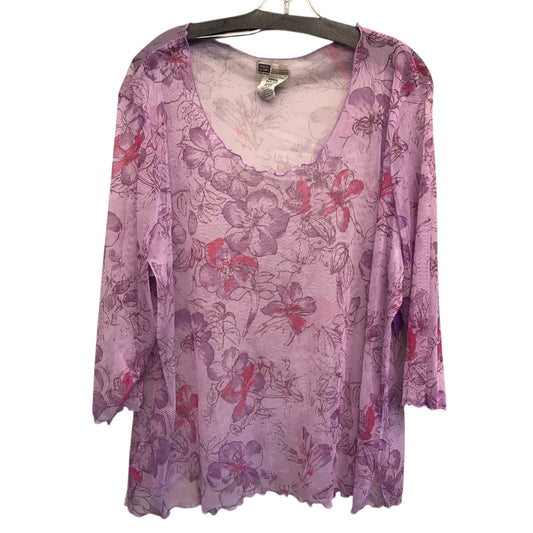 Top 3/4 Sleeve By Faded Glory In Purple, Size:3X