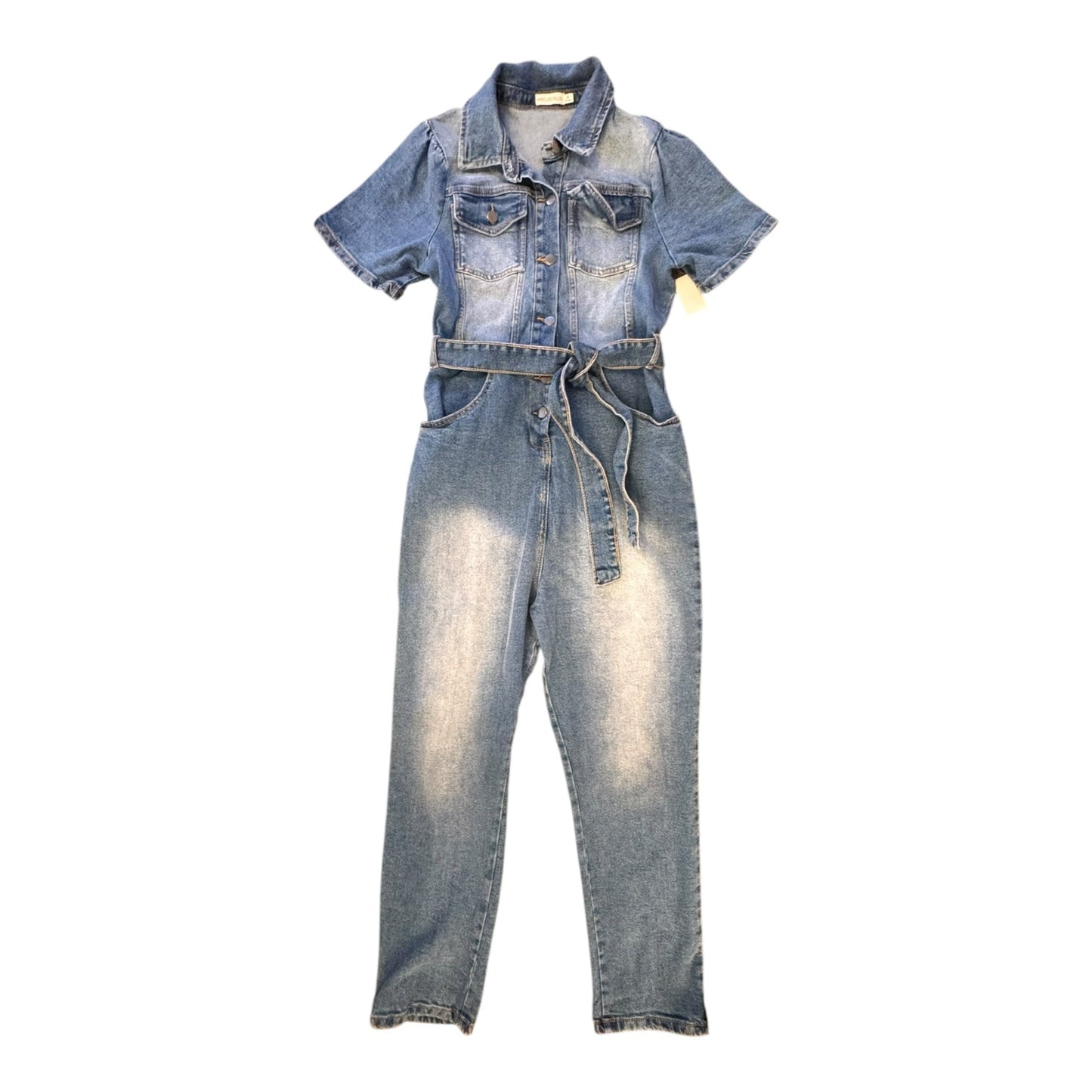Jumpsuit Designer By Avec Les Filles In Blue Denim, Size:10 (30)