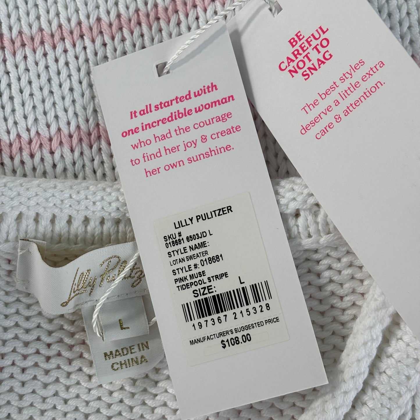 Sweater Designer By Lilly Pulitzer In Pink & White, Size: L