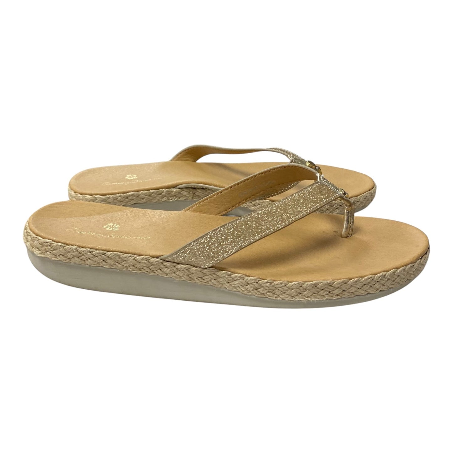 Sandals Flip Flops By Tommy Bahama In Gold, Size:8.5