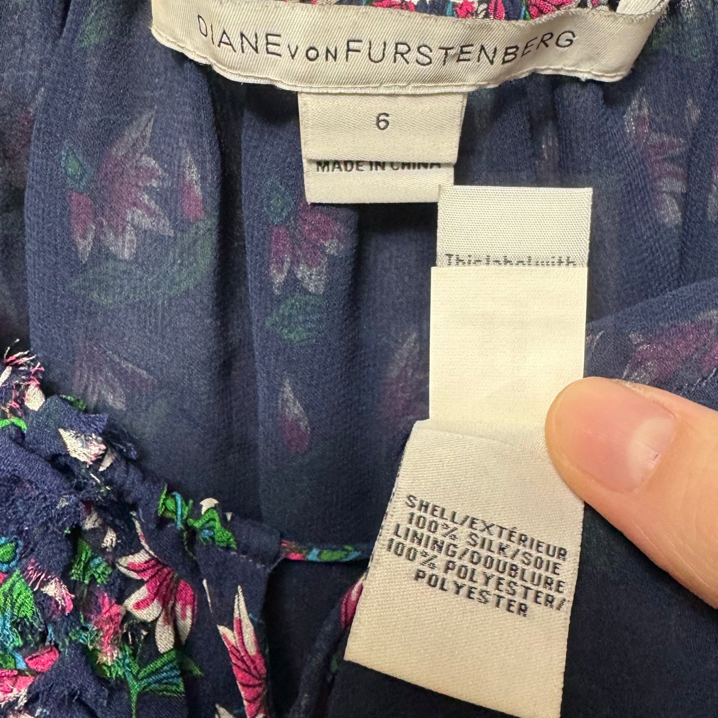 Top 3/4 Sleeve Designer By Diane Von Furstenberg In Floral Print, Size: 6