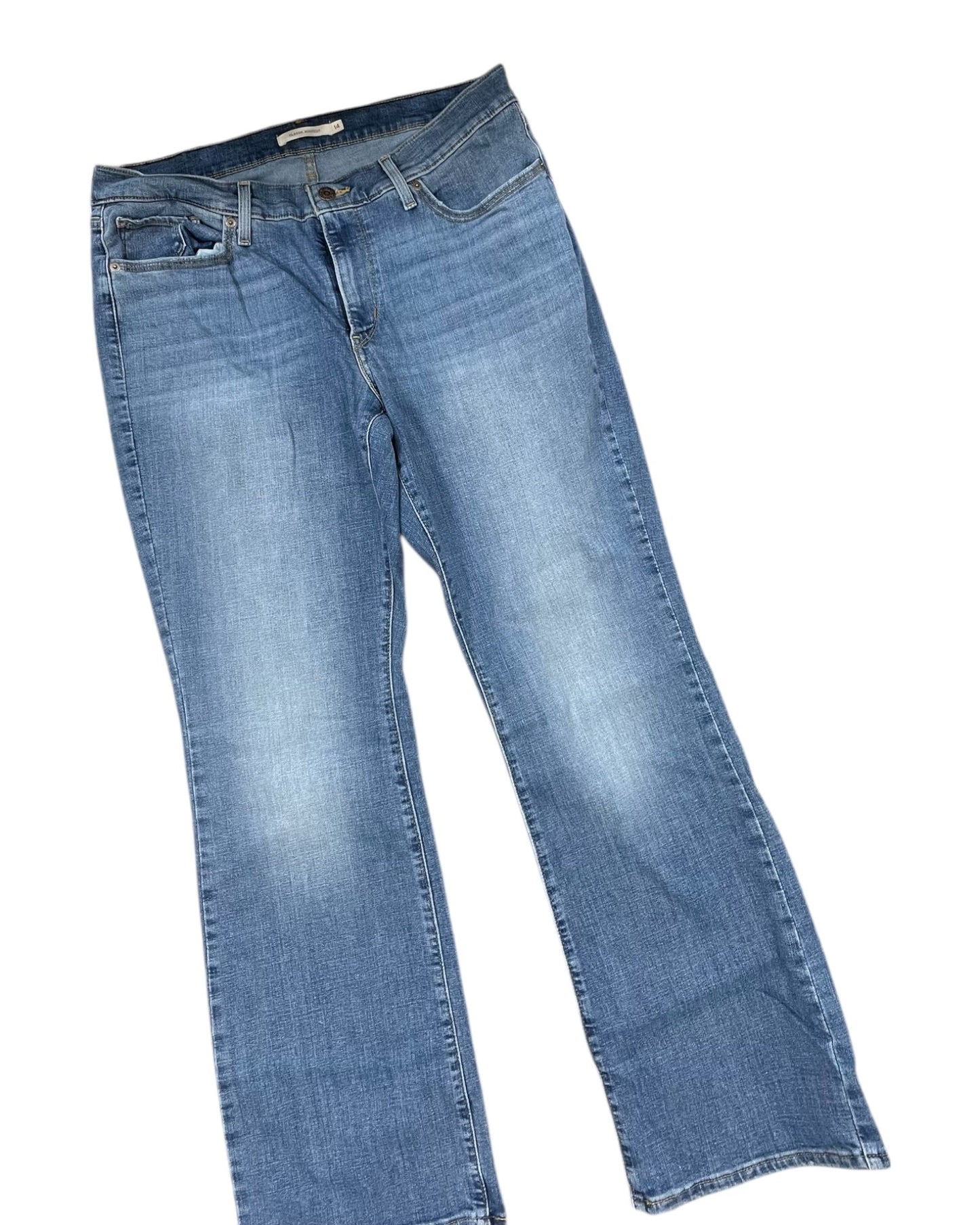 Jeans Boot Cut By Levis In Blue Denim, Size:14