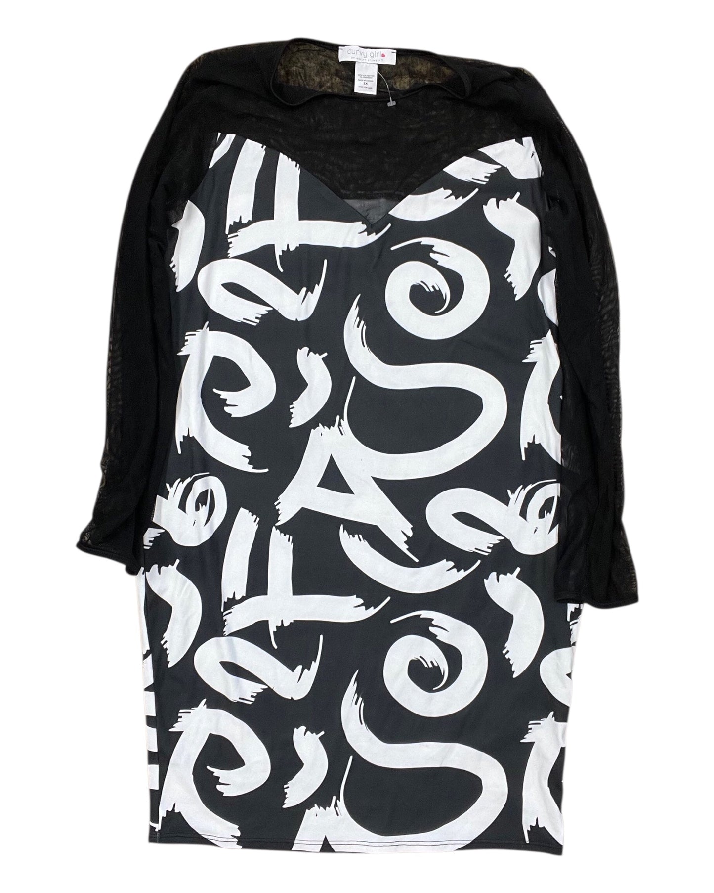 Dress Casual Midi By Ashley Stewart In Black & White, Size:2X