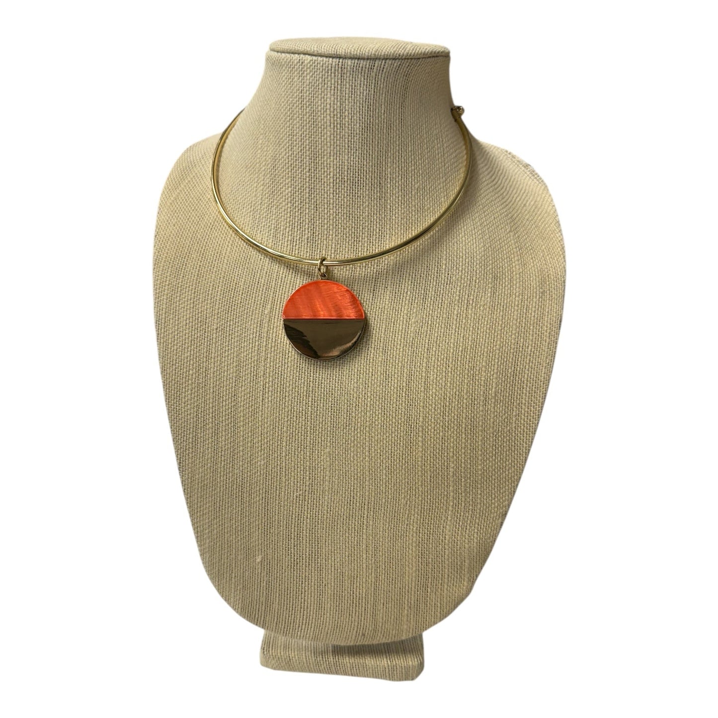 Necklace Pendant  In Gold & Orange