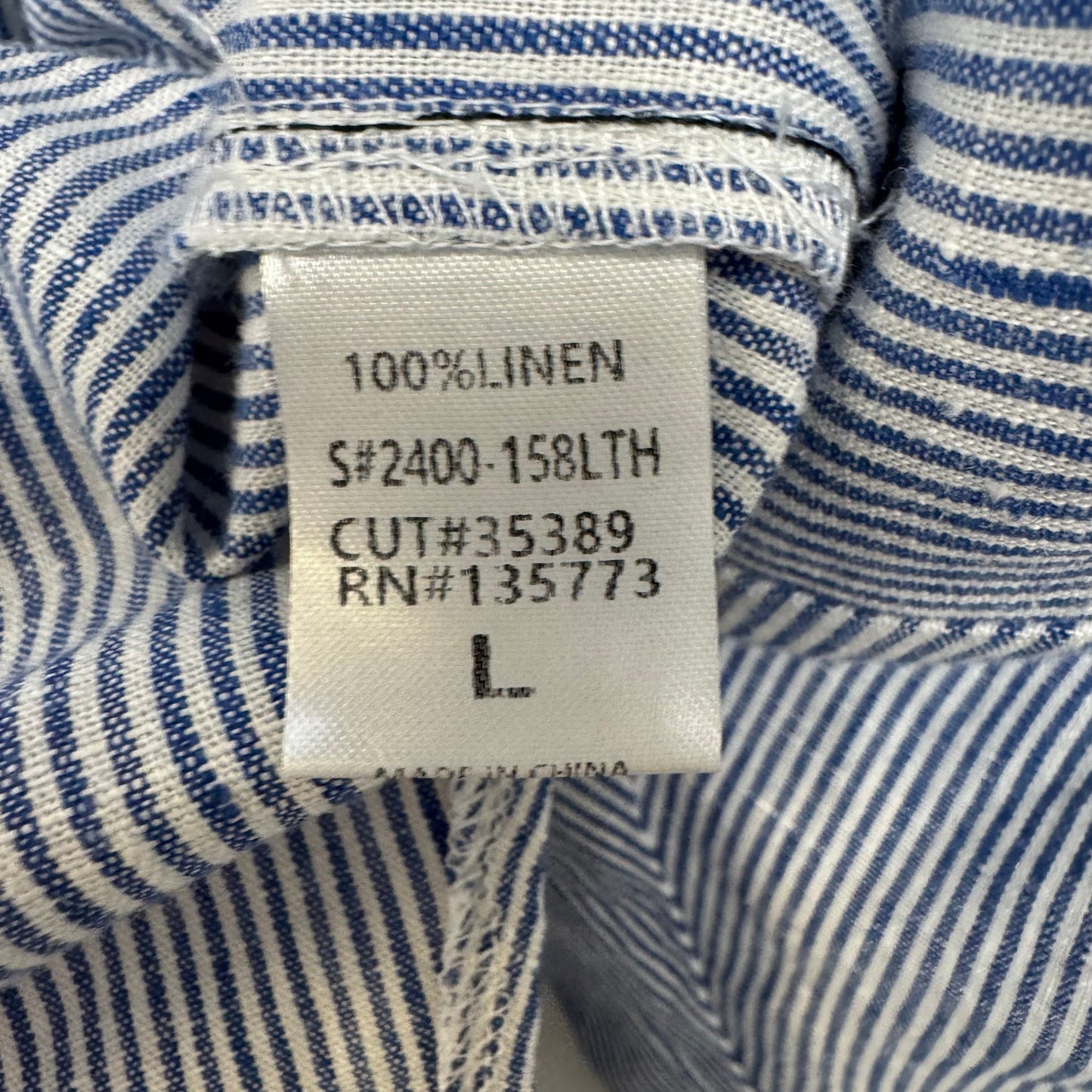 Linen Top Long Sleeve By Nati In Striped Pattern, Size: L