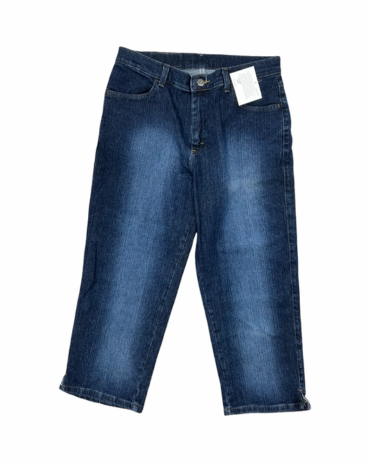 Jeans Cropped By Lee In Blue Denim, Size:12