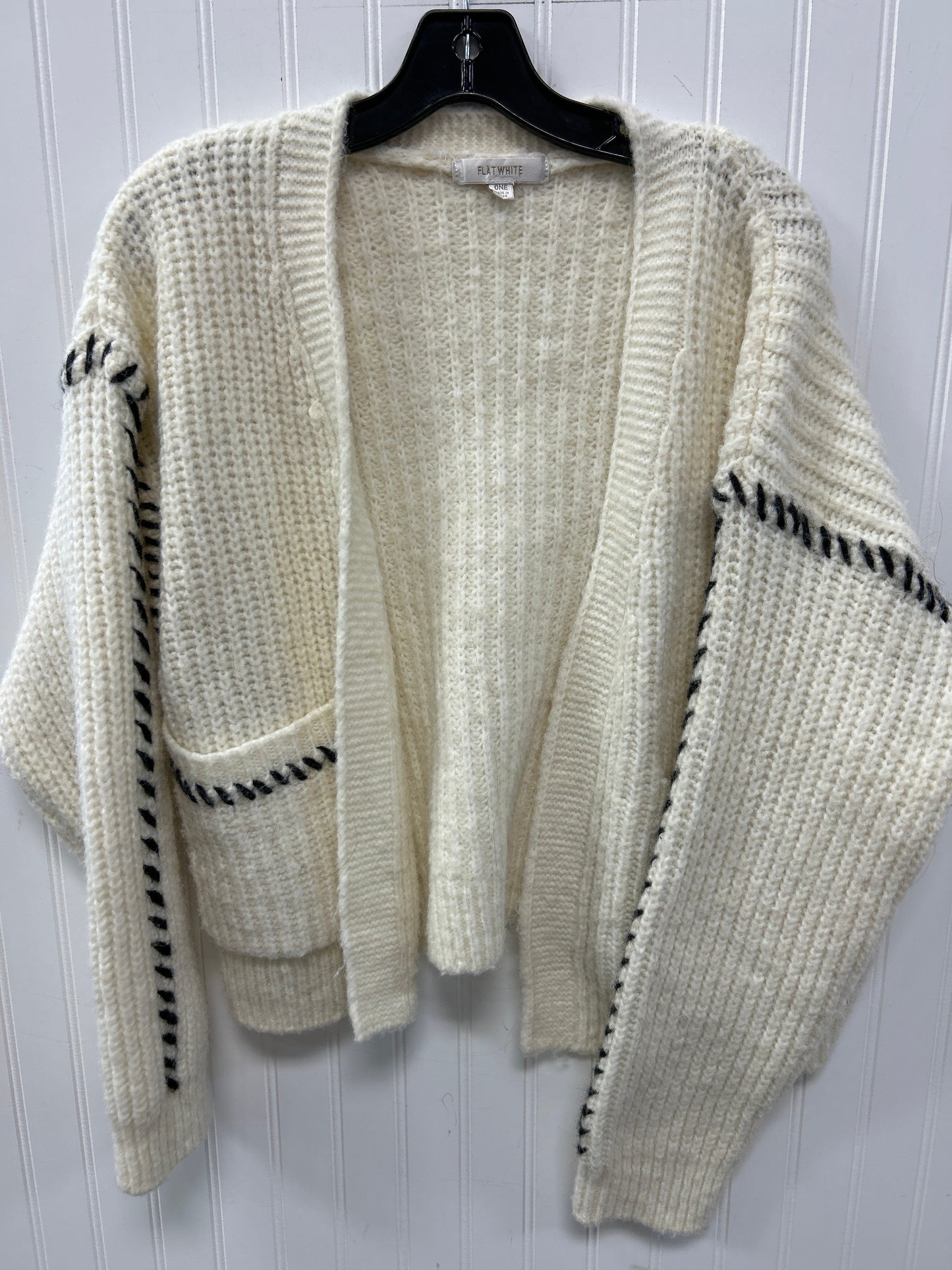 Sweater Cardigan By Flat White In Cream, Size:Osfm